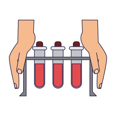 Kan testi tüpler eller koruma vektör çizim grafik tasarım