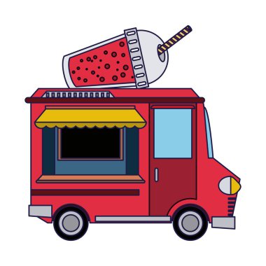 Gıda kamyon güler yüzlü Restoran vektör çizim grafik tasarım