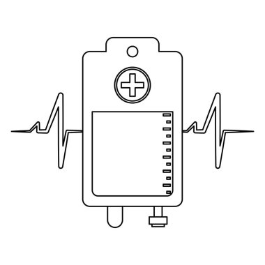Kan bağış torbası ile kalp atışı dalgalar vektör çizim grafik tasarım