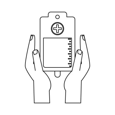 Kan bağış torbası eller vektör çizim grafik tasarım