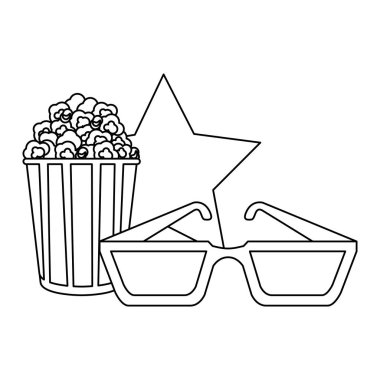 sinema pop Mısır ve vektör yıldız illüstrasyon grafik tasarım ile 3d gözlük