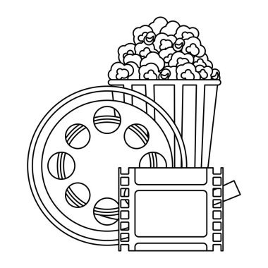 pop corn kova vektör çizim grafik tasarım ile reel inişli çıkışlı sinema