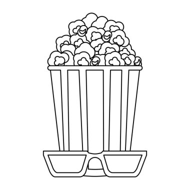 3d gözlük ile sinema pop corn vektör çizim grafik tasarım