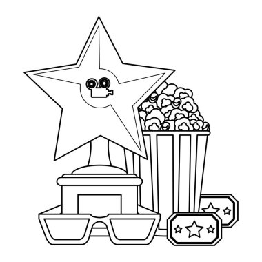 pop Mısır ve bilet vektör çizim grafik tasarım ile 3d gözlük ile sinema ödülü