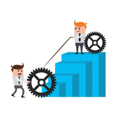 Grafik barlar vektör çizim grafik tasarımı için dişli çekerek işadamları