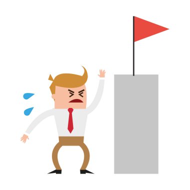 İşadamı bayrak tepe vektör çizim grafik tasarım üzerinde yakalamaya çalışıyor