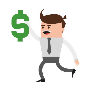 Para simge vektör çizim grafik tasarım ile çalışan iş adamı