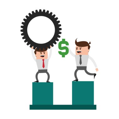 Büyük holding işadamları grafikler barlar vektör çizim grafik tasarım üzerinde dişli