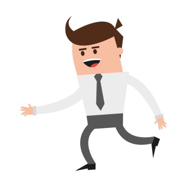 Gülümseyen ve çizgi film vektör çizim grafik tasarım çalışan iş adamı