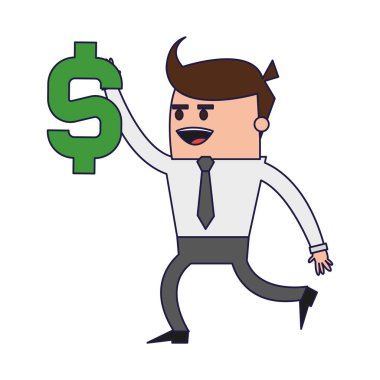 Para simge vektör çizim grafik tasarım ile çalışan iş adamı