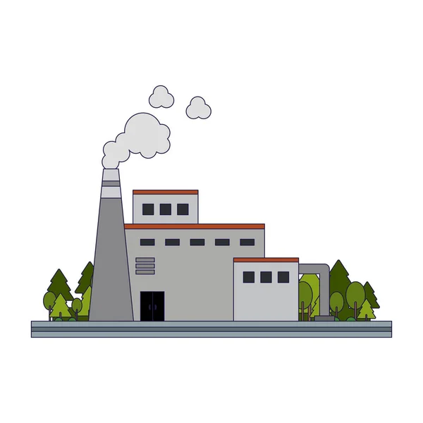 Fabrikgebäude Auf Dem Straßenvektor Illustration Grafik Design — Stockvektor