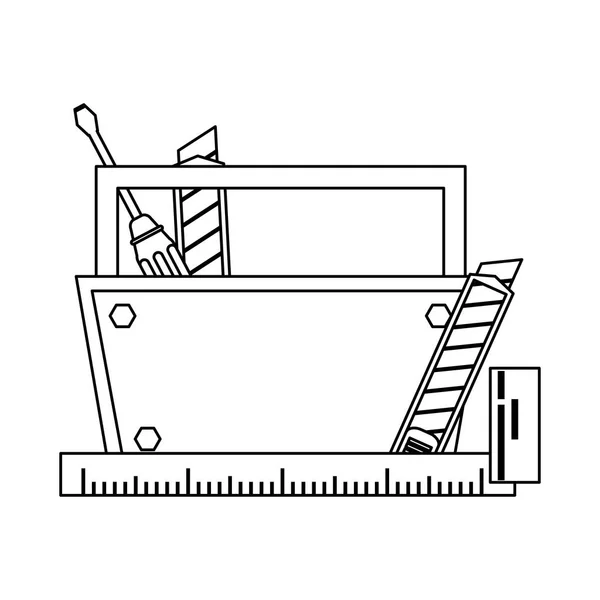 Construction tools and elements black and white — Stock Vector