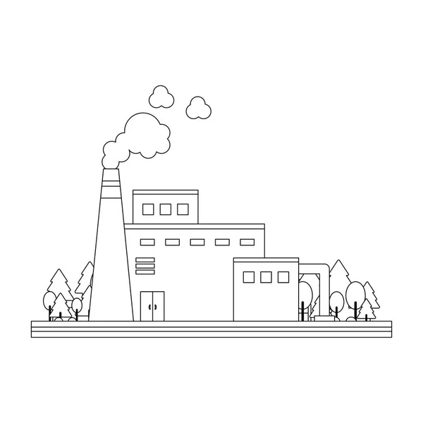 工厂建设上的街道矢量插图平面设计 — 图库矢量图片