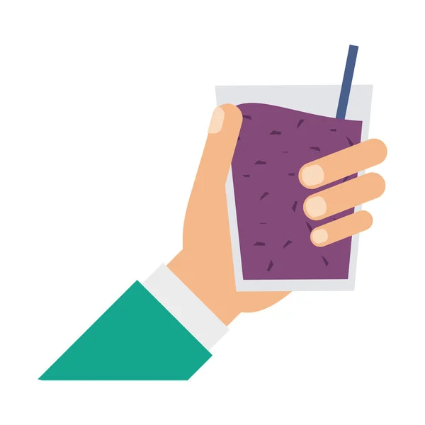 Jugo Fruta Batido Taza Mano Con Ilustración Vectores Paja Diseño — Vector de stock