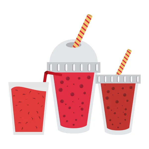 Fruchtsaft Und Smoothie Glas Und Becher Vektor Illustration Grafikdesign — Stockvektor
