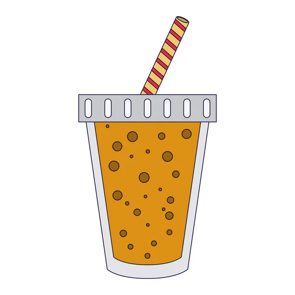Fruit Juice Smoothie Plastic Beker Met Stro Vector Illustratie Grafisch — Stockvector