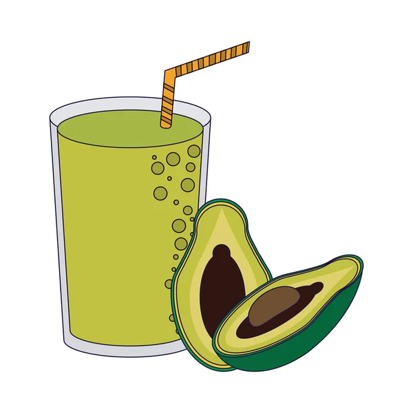 Succo Frutta Frullato Avocado Vetro Tazza Vettore Illustrazione Grafica — Vettoriale Stock