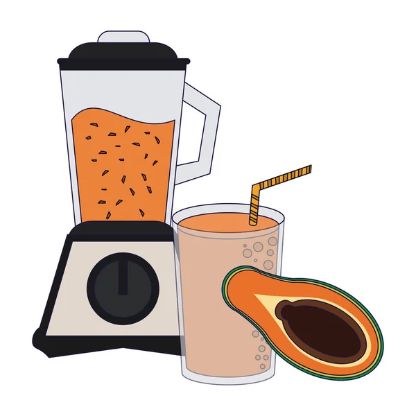 Suco Frutas Smoothie Copo Mamão Blender Desenho Gráfico Ilustração Vetorial —  Vetores de Stock