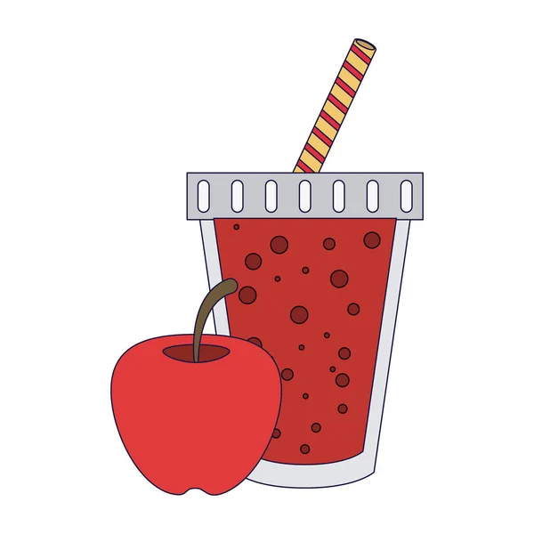 Fruit juice and smoothie apple in cup to go vector illustration graphic design