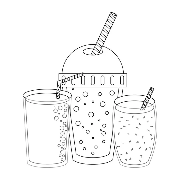 Gyümölcs Gyümölcslé Smoothie Műanyag Pohár Üveg Csésze Vektoros Illusztráció Grafikai — Stock Vector