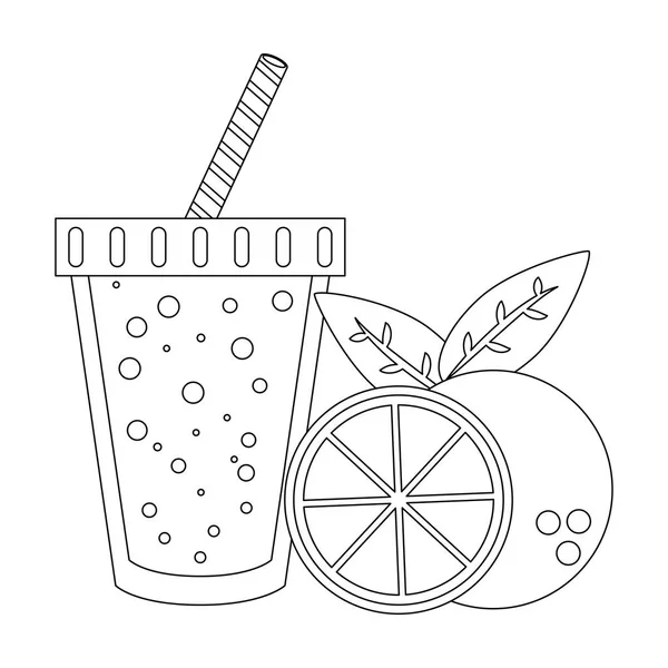 Zumo Fruta Zumo Naranja Smoothie Con Taza Plástico Vector Ilustración — Archivo Imágenes Vectoriales