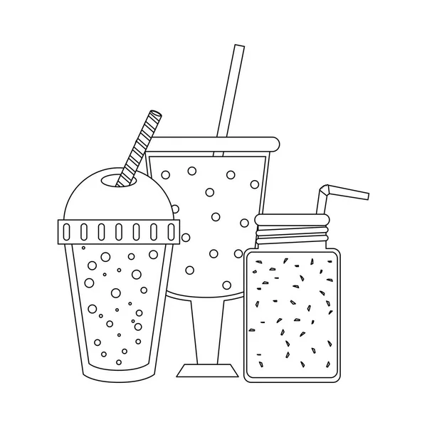Fruchtsaft Und Smoothieglasbecher Mit Strohvektor Illustration Grafikdesign — Stockvektor