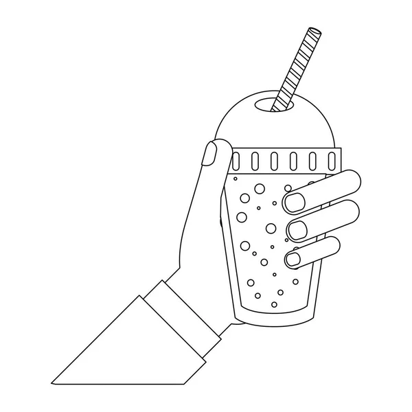 Jugo Fruta Batido Taza Mano Con Ilustración Vectores Paja Diseño — Archivo Imágenes Vectoriales