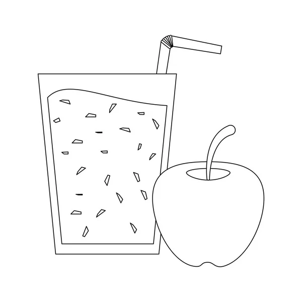 Succo Frutta Frullato Tazza Mela Con Disegno Grafico Vettoriale Paglia — Vettoriale Stock