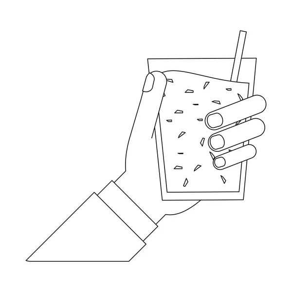 Suco Frutas Smoothie Mão Segurando Copo Com Palha Vetor Ilustração —  Vetores de Stock