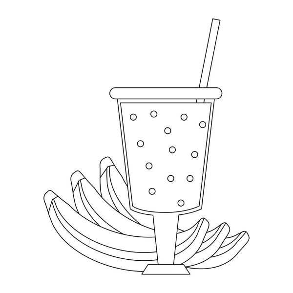 Jugo Fruta Batido Bananas Taza Con Paja Vector Ilustración Diseño — Archivo Imágenes Vectoriales