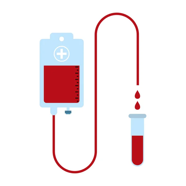 Blutspendebeutel Auf Röhrenvektor Übertragen Illustration Grafik Design — Stockvektor