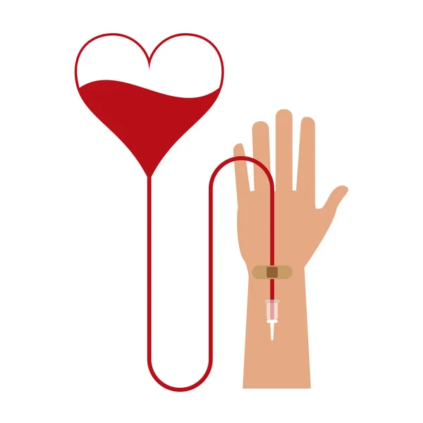 Donazione Sangue Cuore Trasferimento Mano Grafica Illustrazione Vettoriale — Vettoriale Stock