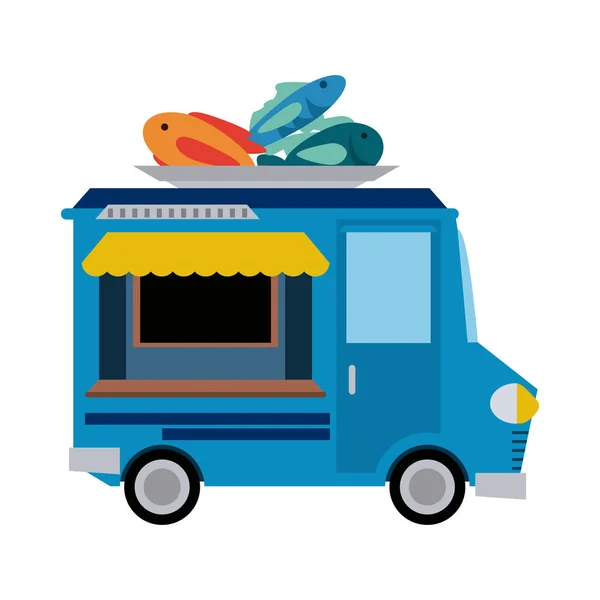 Food Truck Seafood Restaurant Vector Illustration Graphic Design — Stock Vector