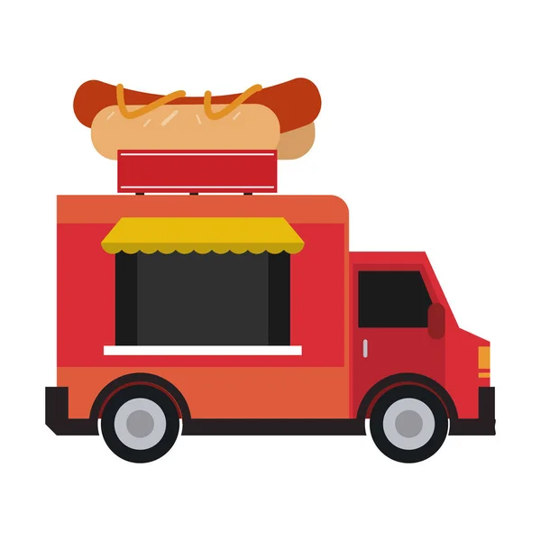 食品トラック ホットドッグ レストラン ベクトル イラスト グラフィック デザイン — ストックベクタ