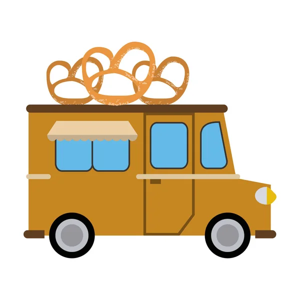 Food Truck Brezel Snacks Restaurant Vektor Illustration Grafik Design — Stockvektor