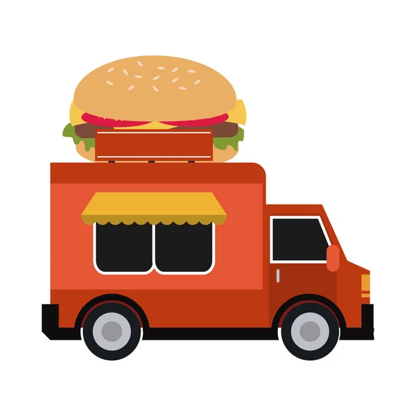 Food Truck Burger Restaurang Vektor Illustration Grafisk Design — Stock vektor