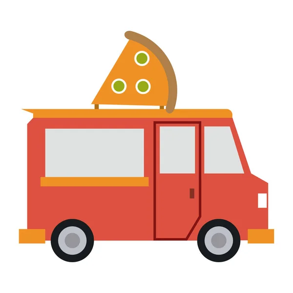 Food Truck Pizza Restaurant Vector Illustratie Grafisch Ontwerp — Stockvector