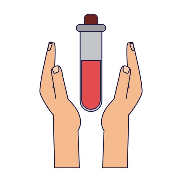 Tubo Teste Sangue Mãos Proteção Vetor Ilustração Design Gráfico —  Vetores de Stock