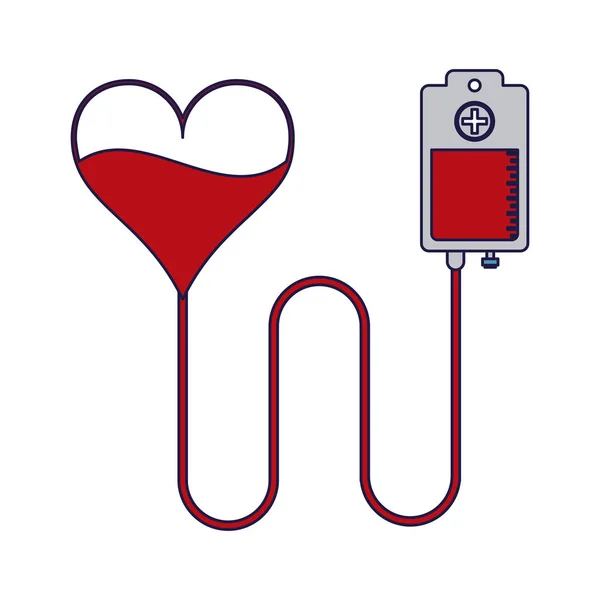 Blood Donation Bag Heart Shaped Vector Illustration Graphic Design — Stock Vector