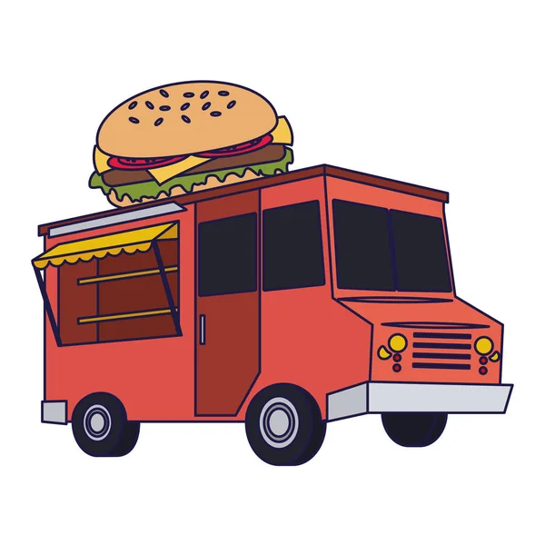 食品トラック ハンバーガー レストラン ベクトル イラスト グラフィック デザイン — ストックベクタ
