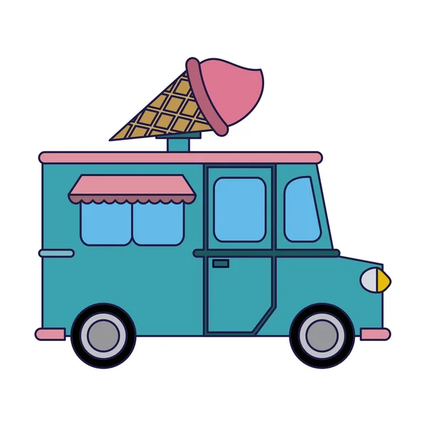 食品トラック アイスクリーム レストラン ベクトル イラスト グラフィック デザイン — ストックベクタ
