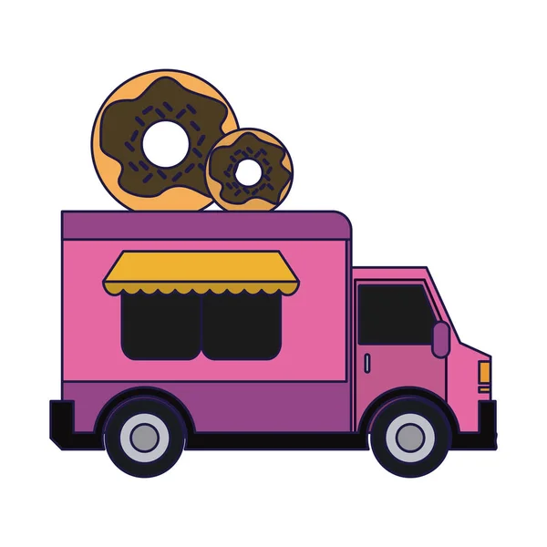 食品トラック ドーナツ レストラン ベクトル イラスト グラフィック デザイン — ストックベクタ