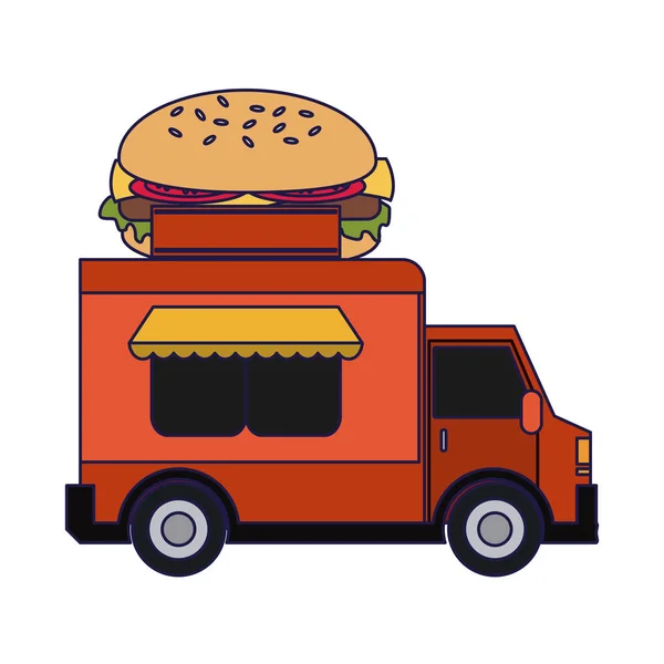 Food Truck Burger Restaurang Vektor Illustration Grafisk Design — Stock vektor