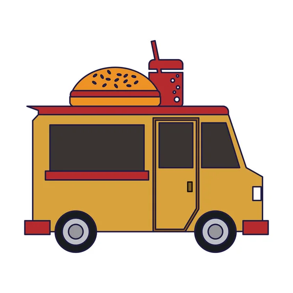 食品トラック ハンバーガー レストラン ベクトル イラスト グラフィック デザイン — ストックベクタ