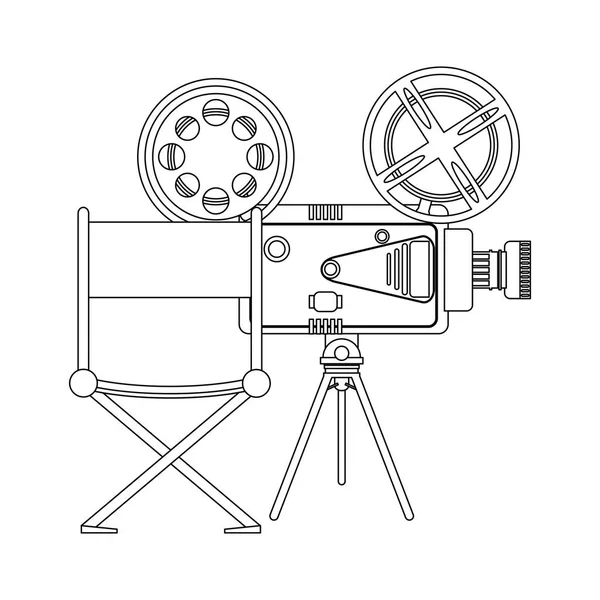 Film Kamera Och Regissör Stol Vektor Illustration Grafisk Design — Stock vektor