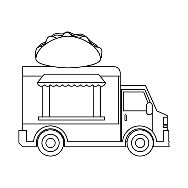 Élelmiszer Teherautó Burritos Tacos Étterem Vektoros Illusztráció Grafikai Tervezés — Stock Vector