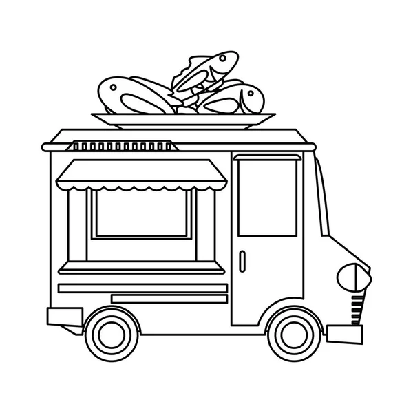 Food Truck Meeresfrüchte Restaurant Vektor Illustration Grafik Design — Stockvektor