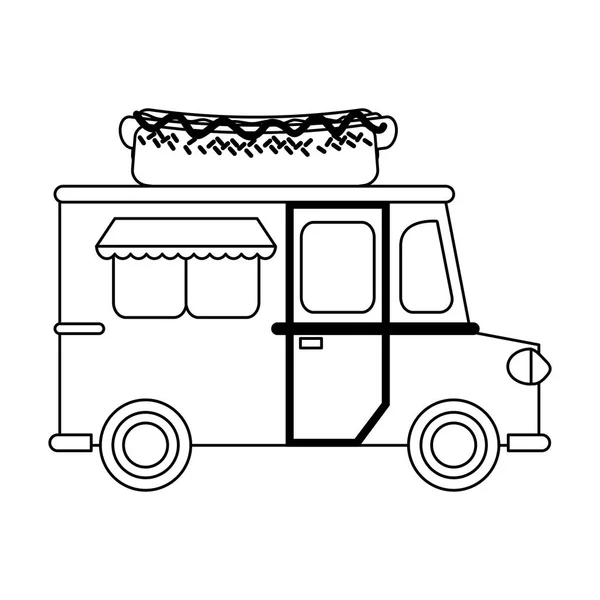 Food Truck Hot Dog Restaurant Vektor Illustration Grafik Design — Stockvektor