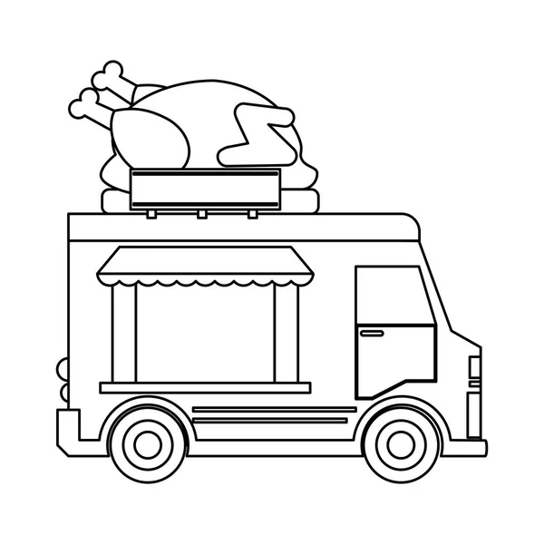 食品トラック チキン レストラン ベクトル イラスト グラフィック デザイン — ストックベクタ