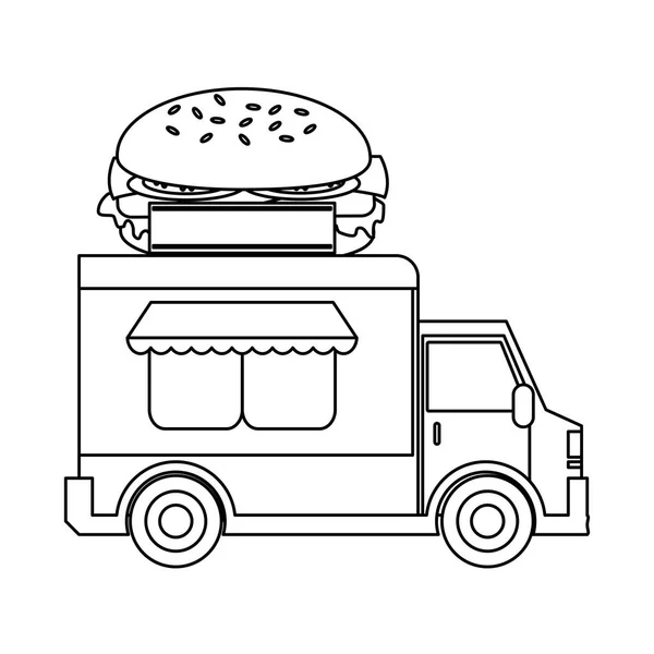 Élelmiszer Teherautó Burger Étterem Vektoros Illusztráció Grafikai Tervezés — Stock Vector